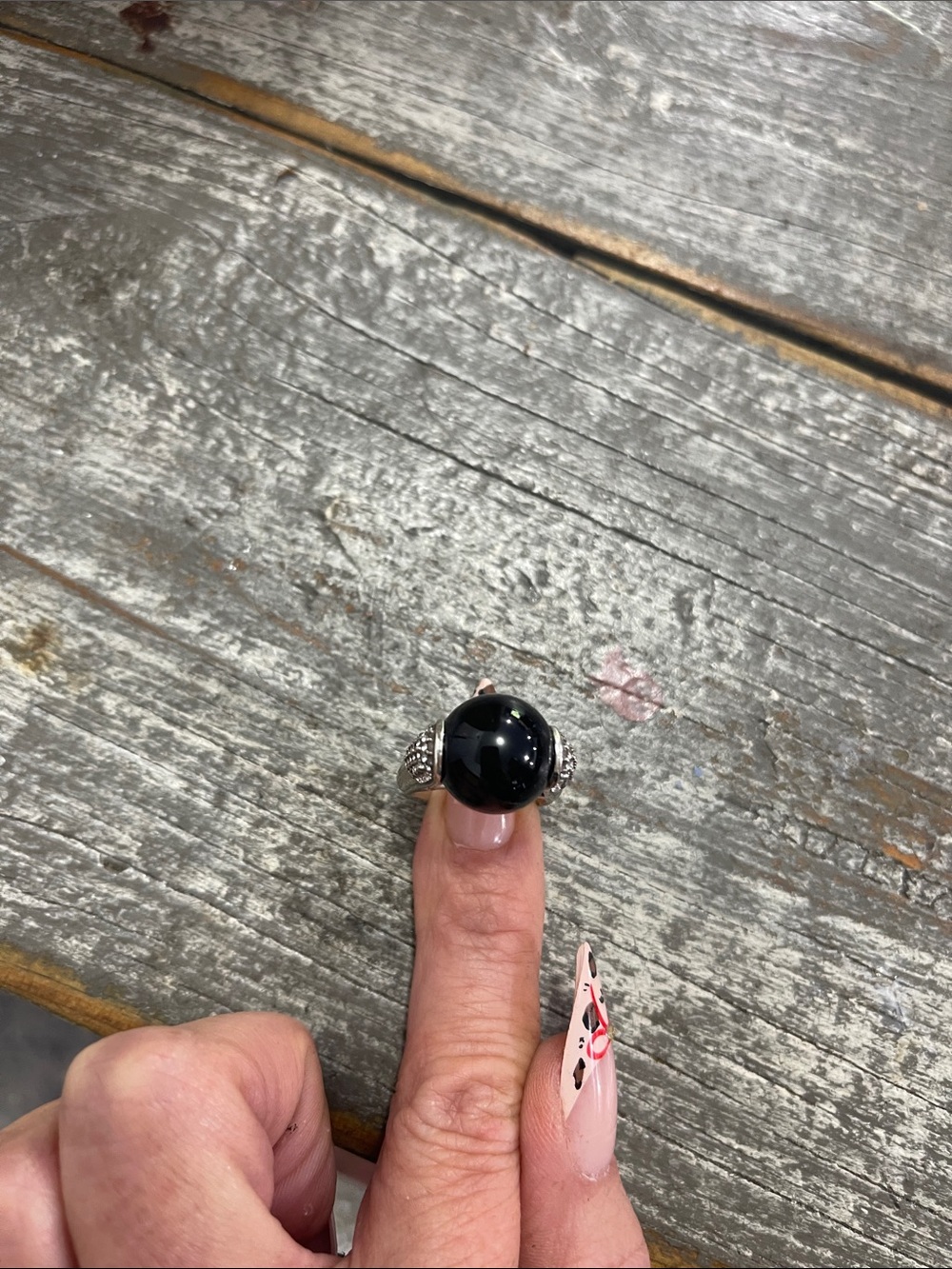Black Onyx Dome Ring with Sparkling Accents - Women Jewelry - Picture 2 of 5
